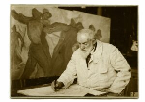 Anonyme, Victor Prouvé en train dessiner; à l’arri